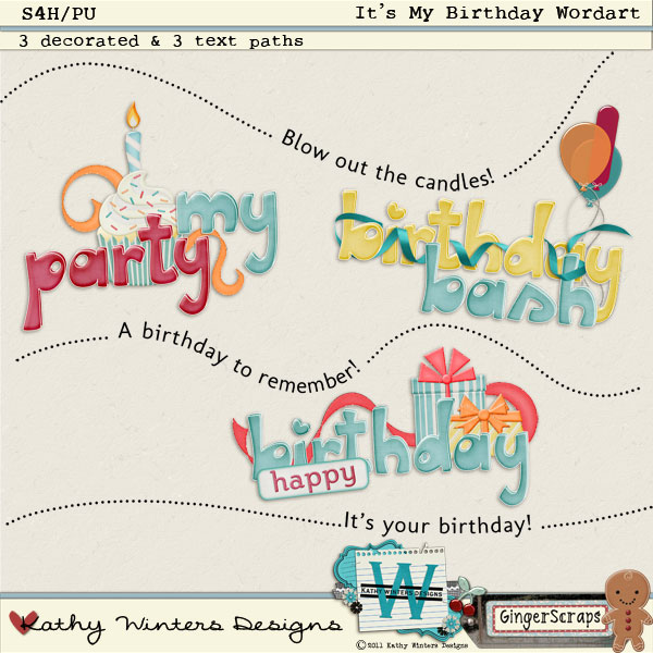 It's My Birthday Word Art: by Kathy Winters
