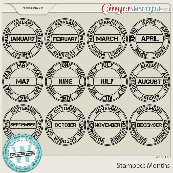 Stamped: Months by Kathy Winters Designs
