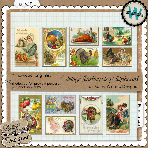 Vintage Thanksgiving Chipboard by Kathy Winters Designs