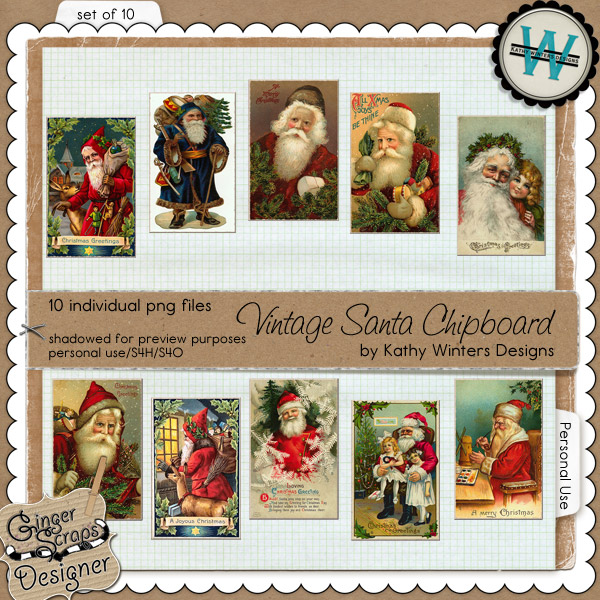 Vintage Santa Chipboard by Kathy Winters Designs