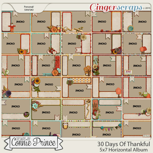 30 Days of Thankful - 5x7 Horizontal Album