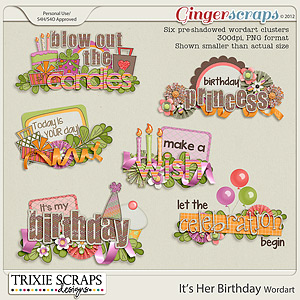 It's Her Birthday Wordart by Trixie Scraps Designs
