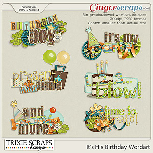 It's His Birthday Wordart by Trixie Scraps Designs