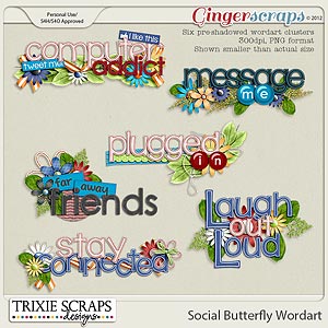 Social Butterfly Wordart by Trixie Scraps Designs