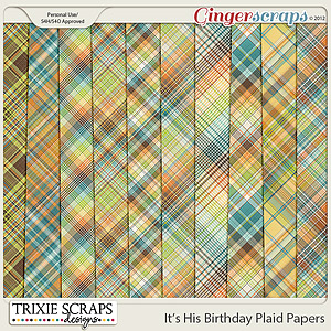 It's His Birthday Plaid Papers by Trixie Scraps Designs
