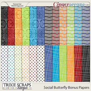 Social Butterfly Bonus Papers by Trixie Scraps Designs