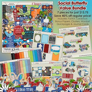 Social Butterfly Value Bundle by Trixie Scraps Designs 