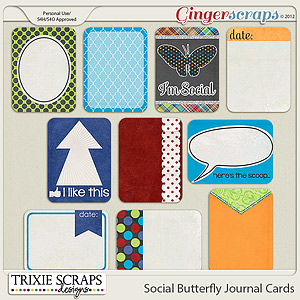 Social Butterfly Journal Cards by Trixie Scraps Designs