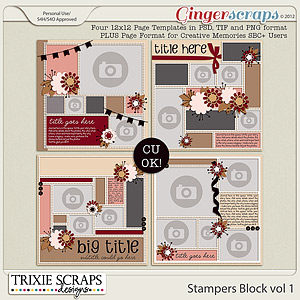 Stampers Block vol 1 template pack by Trixie Scraps Designs 