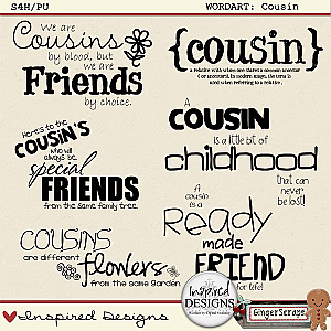COUSIN: Wordart by Inspired Designs