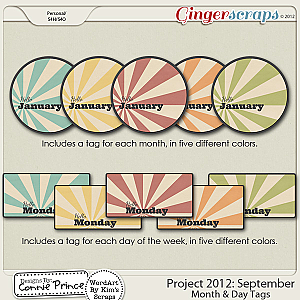 Project 2012:   September - Month & Day Tags