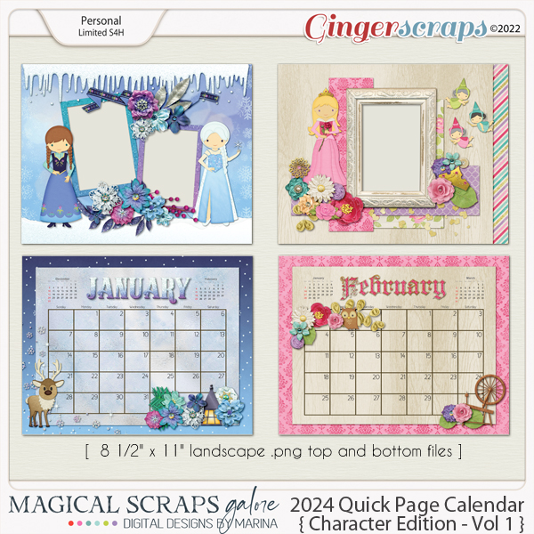 2024 Blank White Pages Scrapbook Wall Calendar - 12 x 9, by
