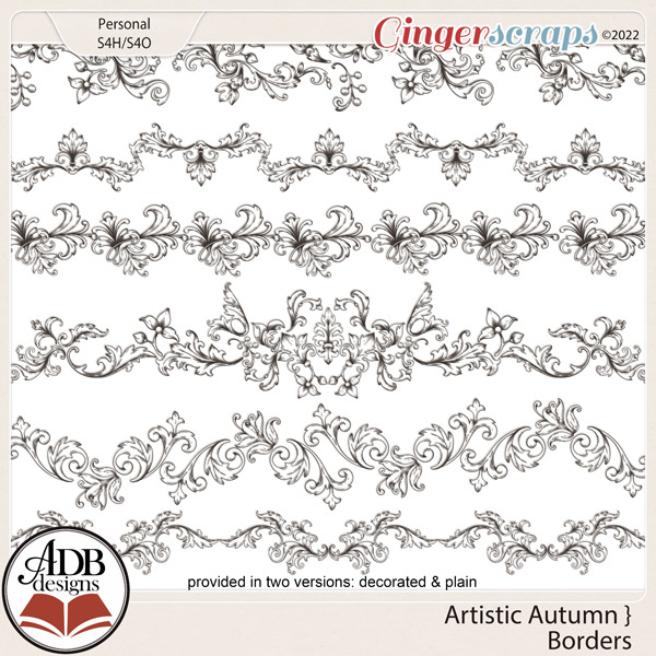 Digital Scrapbook Pack | Artistic Autumn Borders by ADB Designs ...