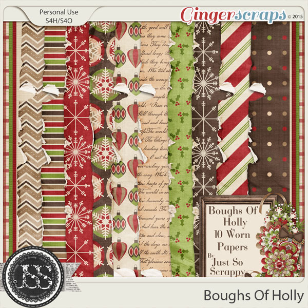 GingerScraps :: Kits :: Boughs Of Holly Digital Scrapbooking Kit