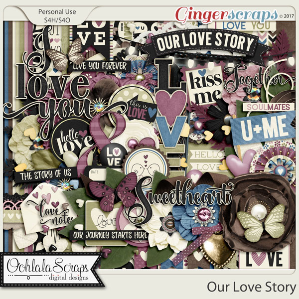 Love Story Digital Scrapbook Stickers - Calypso Creative Planning