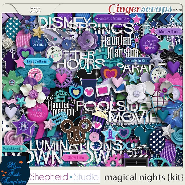 Magical Nights Digital Scrapbook Kit by Miss Fish and Shepherd Studios