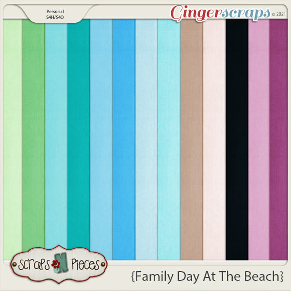 Family Day At The Beach Cardstocks - Scraps N Pieces