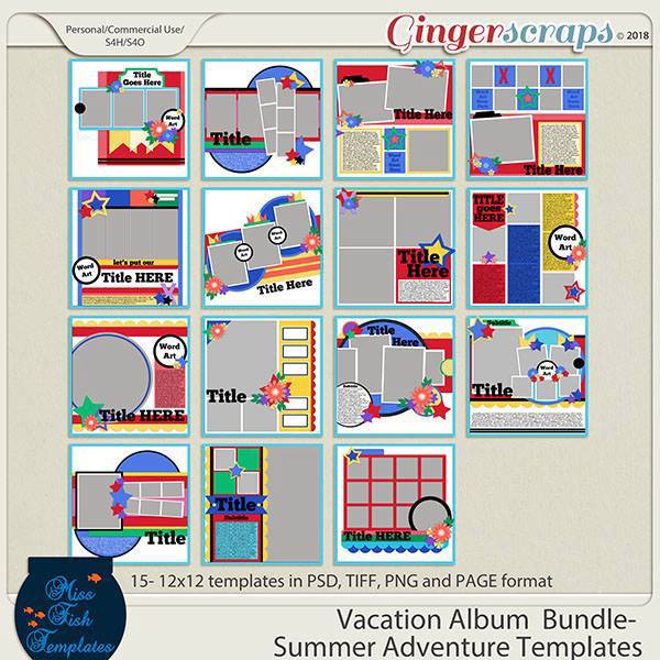 Download Vacation Album Bundle Summer Adventure Templates By Miss Fish