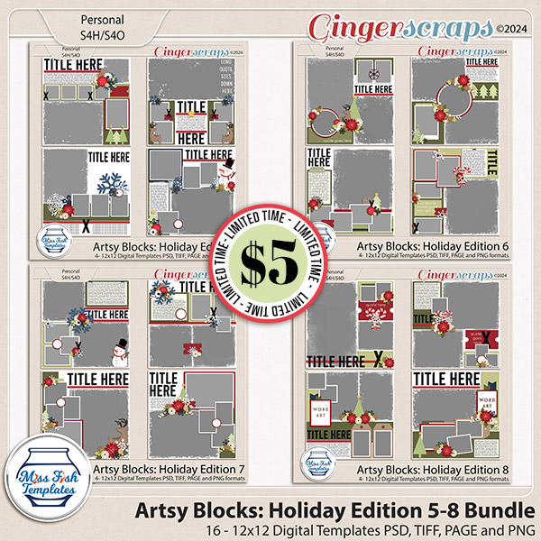 Artsy Blocks: Holiday Edition 5-8 Template Bundle by Miss Fish