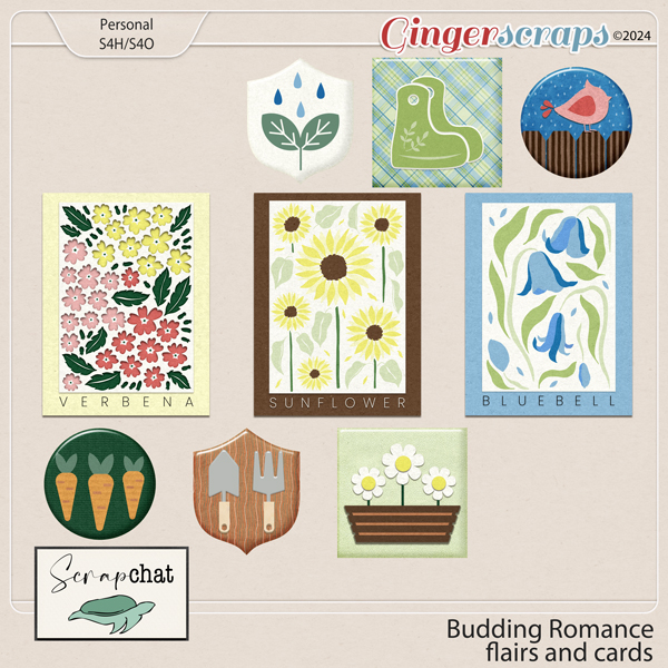 Budding Romance Flairs and Journal Cards by ScrapChat Designs