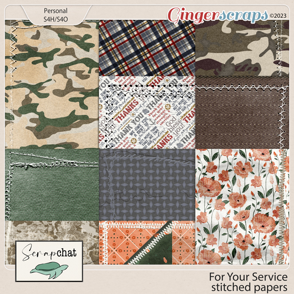 For Your Service Stitched Papers by ScrapChat Designs