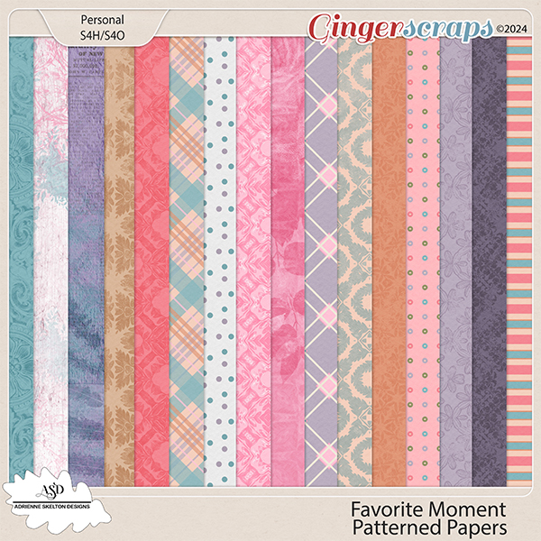Favorite Moment Patterned Papers Pack-by Adrienne Skelton Designs 