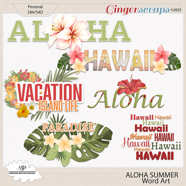 Aloha Summer Word Art by Adrienne Skelton Designs  