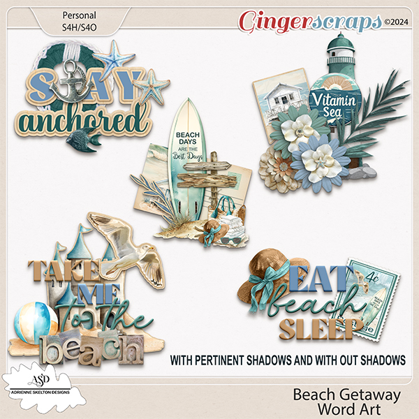 Beach Getaway Word Arts -by Adrienne Skelton Designs