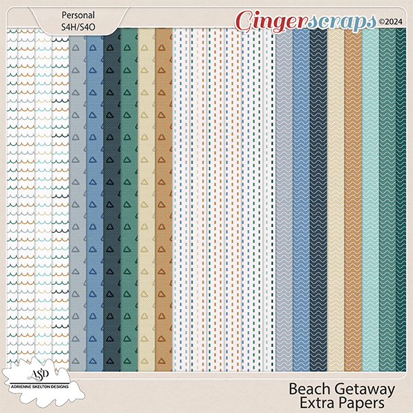 Beach Getaway Extra Papers -by Adrienne Skelton Designs 