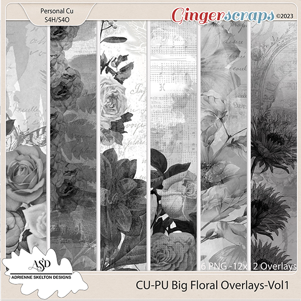 CU-PU Big Floral Overlays-Vol1 by Adrienne Skelton Designs