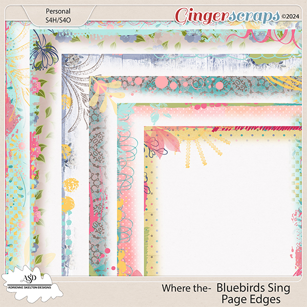 Where the Bluebird's Sing Page Edges by Adrienne Skelton Designs 