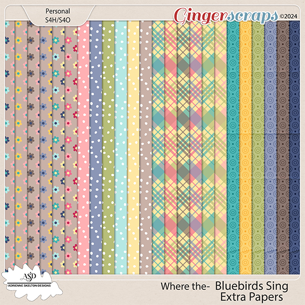 Where the Bluebird's Sing Extra Papers by Adrienne Skelton Designs  