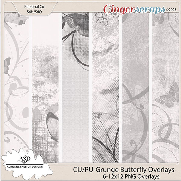 CU/PU Grunge Butterfly Overlays-by Adrienne Skelton Designs 