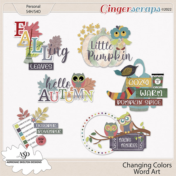 Changing Colors Word Art- By Adrienne Skelton Designs 