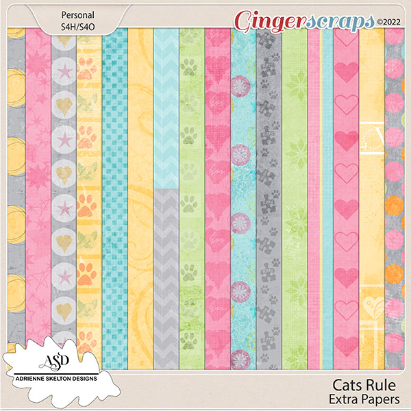 Cats Rule Extra Papers- By Adrienne Skelton Designs 