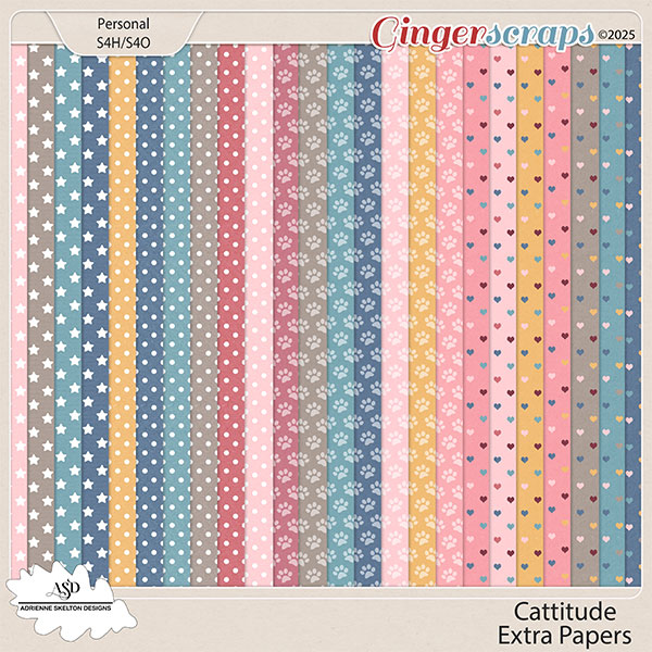 Cattitude Extra Papers by Adrienne Skelton Designs  