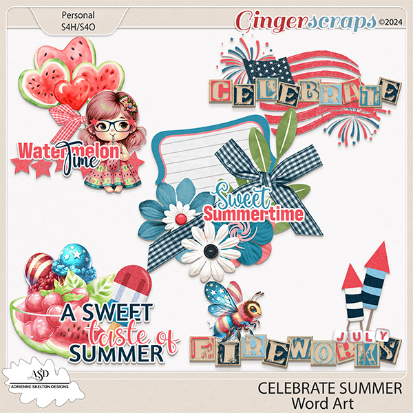 Celebrate Summer Word Art by Adrienne Skelton Designs 