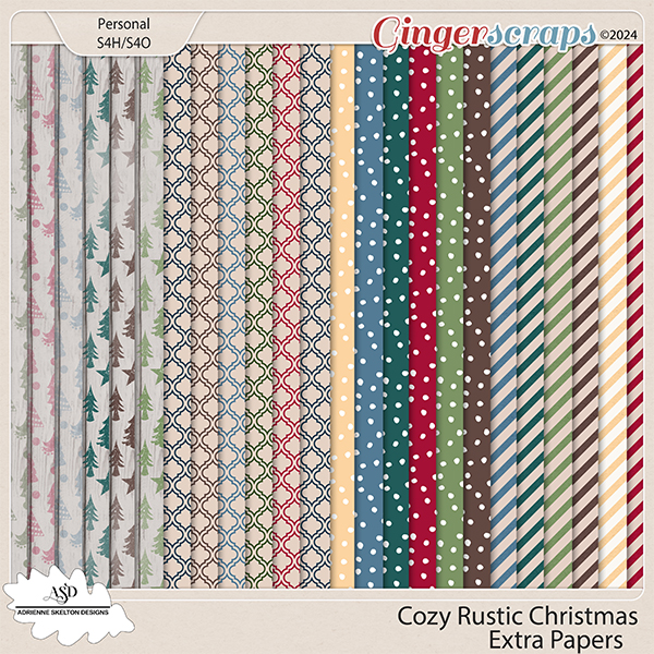 Cozy Rustic Christmas Extra Papers-by Adrienne Skelton Designs  