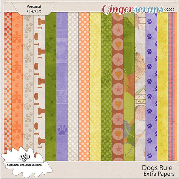 Dogs Rule Extra Paper Pack- By Adrienne Skelton Designs 