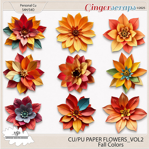 CU PU Fall Flowers Adrienne Skelton Designs  