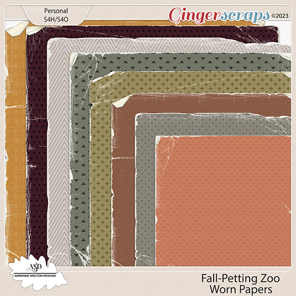 Fall Petting Zoo Worn Papers- By Adrienne Skelton Designs