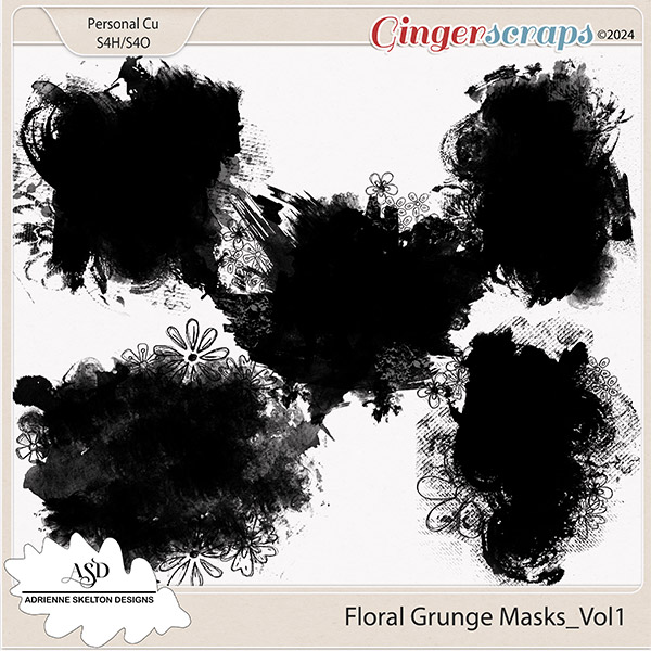 Floral Grunge Masks-By Adrienne Skelton Designs 