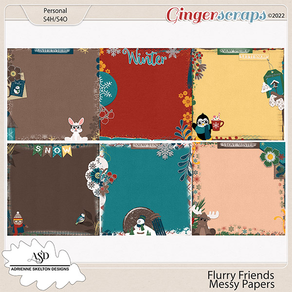 Flurry Friends Messy Papers - By Adrienne Skelton Design 