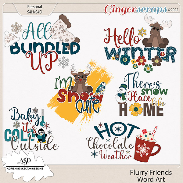 Flurry Friends Word Art - By Adrienne Skelton Design  