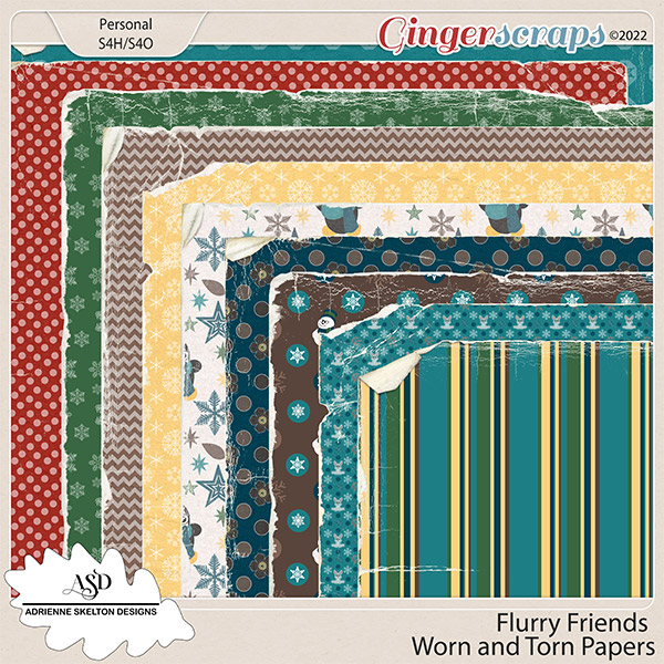 Flurry Friends Worn and Torn Papers - By Adrienne Skelton Design 