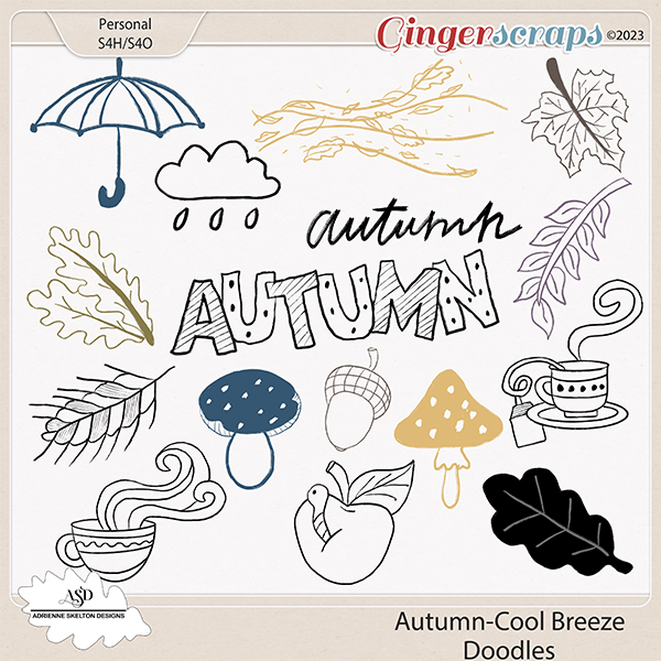 Autumn-Cool Breeze Doodles Pack- By Adrienne Skelton Designs 