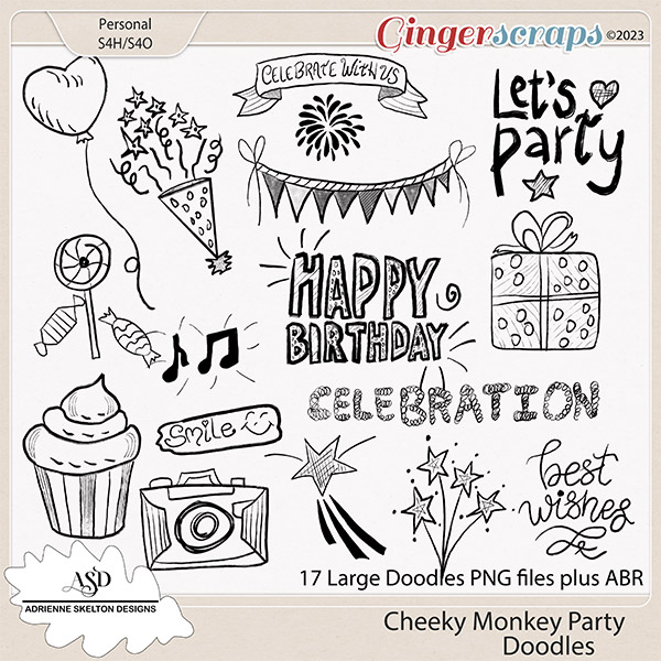 Cheeky Monkey Party Doodles - By Adrienne Skelton Design 
