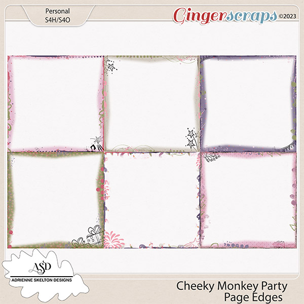 Cheeky Monkey Party Page Edges - By Adrienne Skelton Design