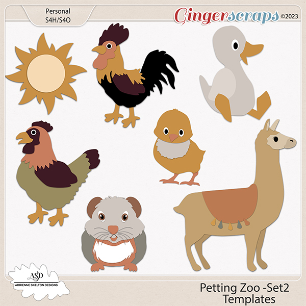 CU/PU Petting Zoo Templates-Set2 by Adrienne Skelton Designs