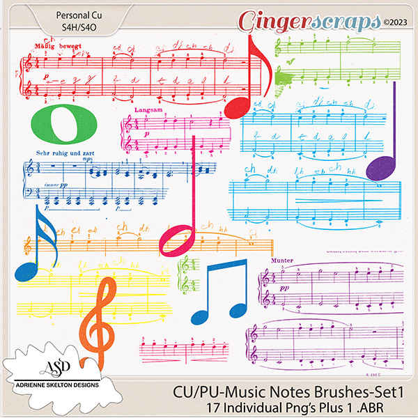 CU/PU- Music Notes Brushes-Set1-By Adrienne Skelton Designs